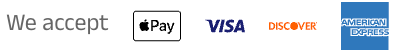 Accepted payment methods: Apple Pay, Visa, Discover, American Express